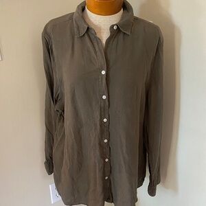 Chico's Design Womens Linen Blend Green Button Down Shirt Blouse Size 4 ( 20/22)